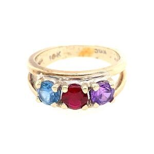 10k WG 3-Gemstones Ring